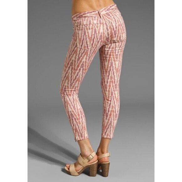 Free People low rise pink Ikat Skinny Cropped Jeans ladies size 29 - Picture 2 of 9